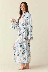 Juliette Luxe Satin Cuff Robe in Gardenia