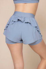 On The Run Ruffle Short - Blue Storm