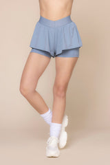 On The Run Ruffle Short - Blue Storm