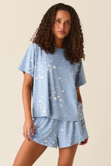 Taylor Cloud Jersey PJ Set in Light Blue Stars